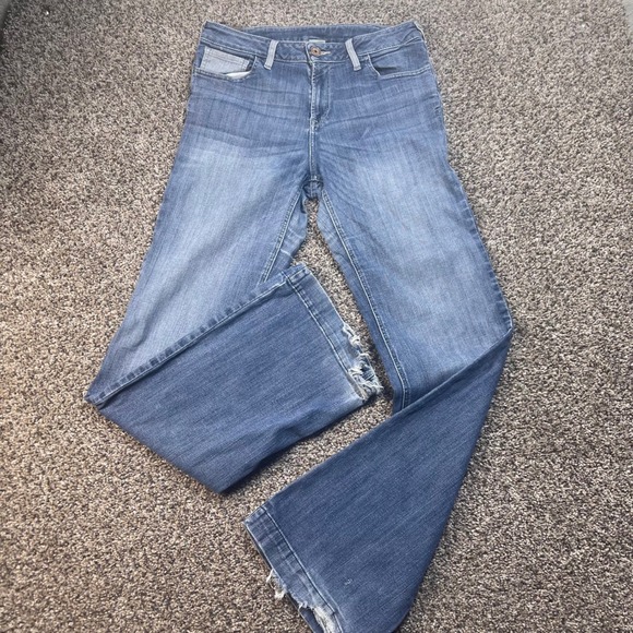 Ariat Trouser Wide Leg Jeans Women's 31XL Medium Wash Stretch Denim Frayed Hem - Picture 3 of 16